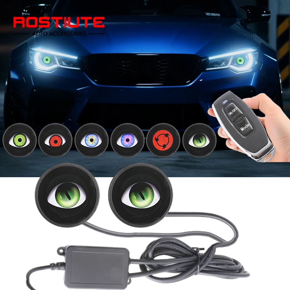 

LED Headlight Demon Eyes Dynamic Adjustable Eye Pattern Evil Eye12-36V with Wireless Control Auto DRL Car Accessories Decoration