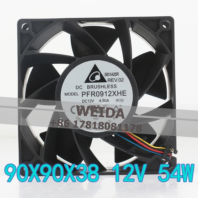 Delta 12V 4.50A AC EC 9038 cooling fan 9CM 4-wire brute force supercharger 90X90X38MM Automotive server PFR0912XHE
