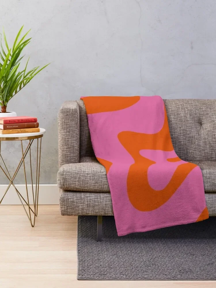 Retro Liquid Swirl Abstract Pattern Hot Pink and Bright Red Orange Throw Blanket Designers Fluffy Softs Hairy Blankets