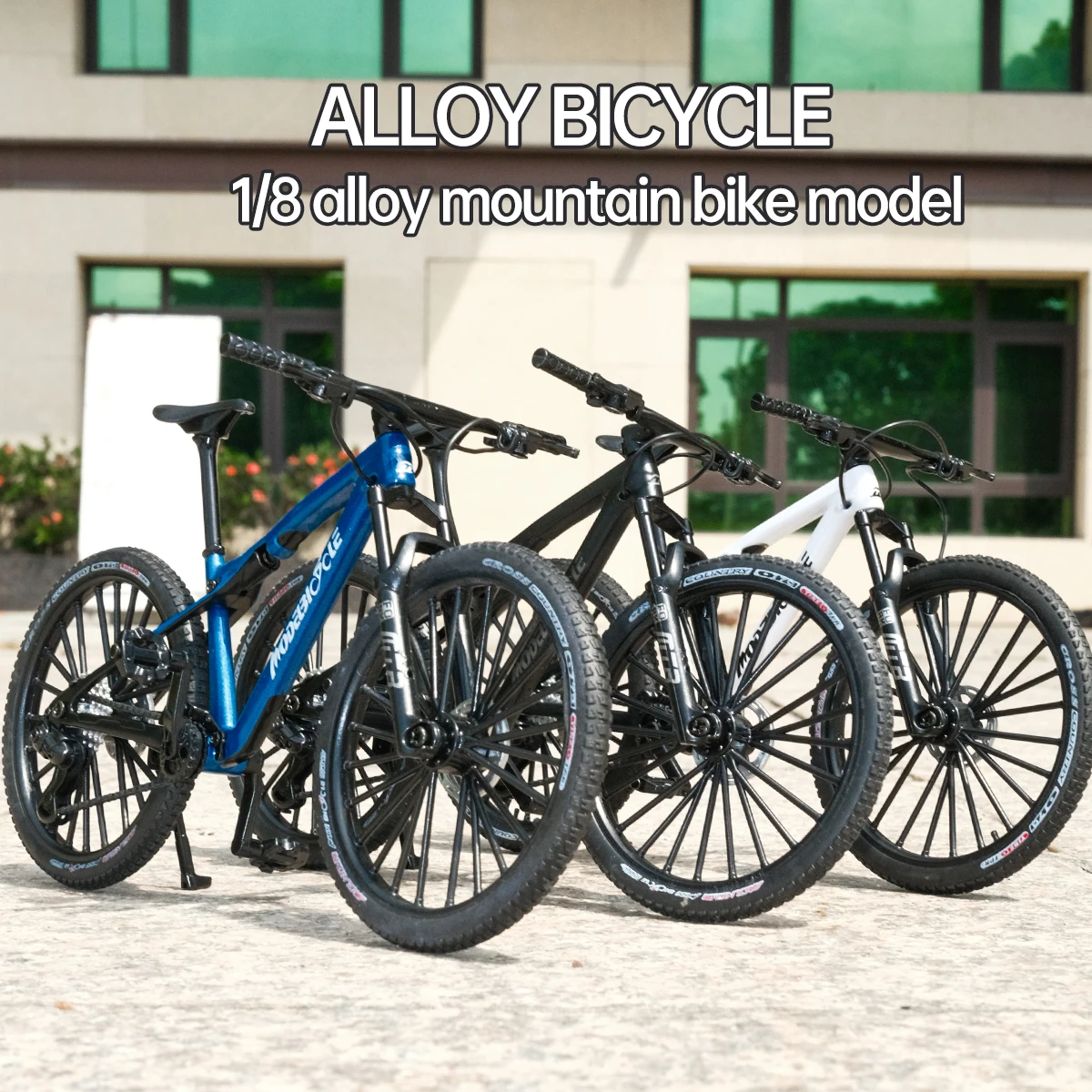 Vintage metal 1:8 mountain bike model and base, desktop mini alloy bicycle toy, perfect gift for home decoration and hobbyists
