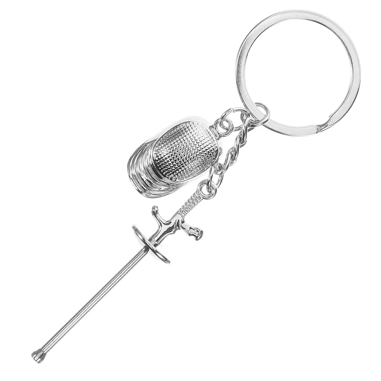 

Fencing Keychain Zinc Alloy Engraved Fashion Decorations Metal Small Keychain Portable Fencing Key Ring Bag Pendant Creative