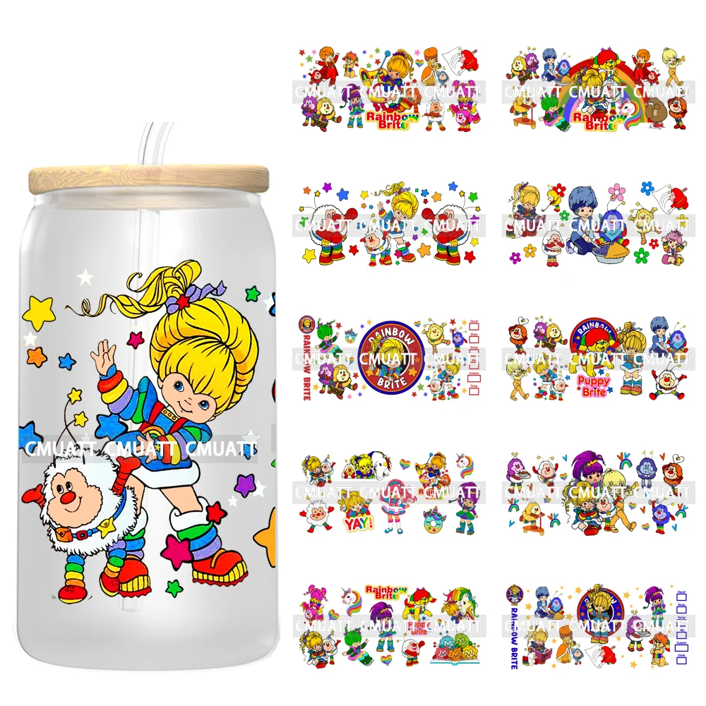 

Cute Girls UV DTF Cup Wrap Personalized Design Unique Durable Waterproof For 16oz Libbey Glass Can Stickers