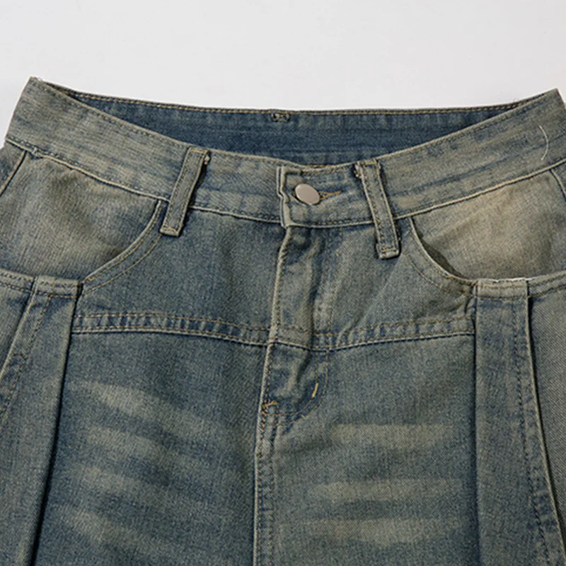 UPRAKF Washed Vintage Wide Leg Jeans Streetwear Denim Baggy Pants High Waist Casual Fashion Trousers Straight