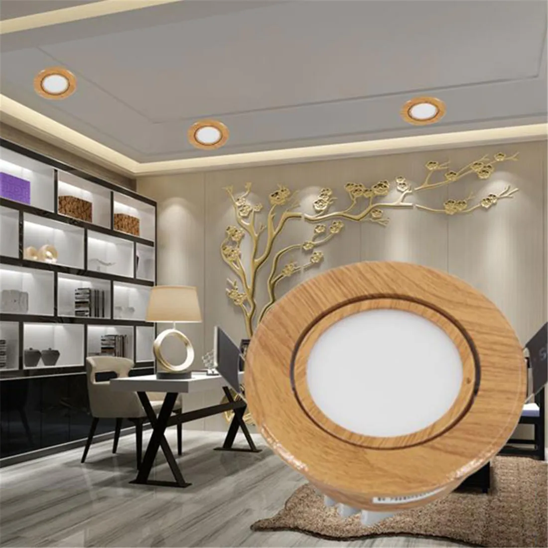 Lámpara led de techo de madera, iluminación moderna de 5W, ajustable, para sala de estar, dormitorio y baño