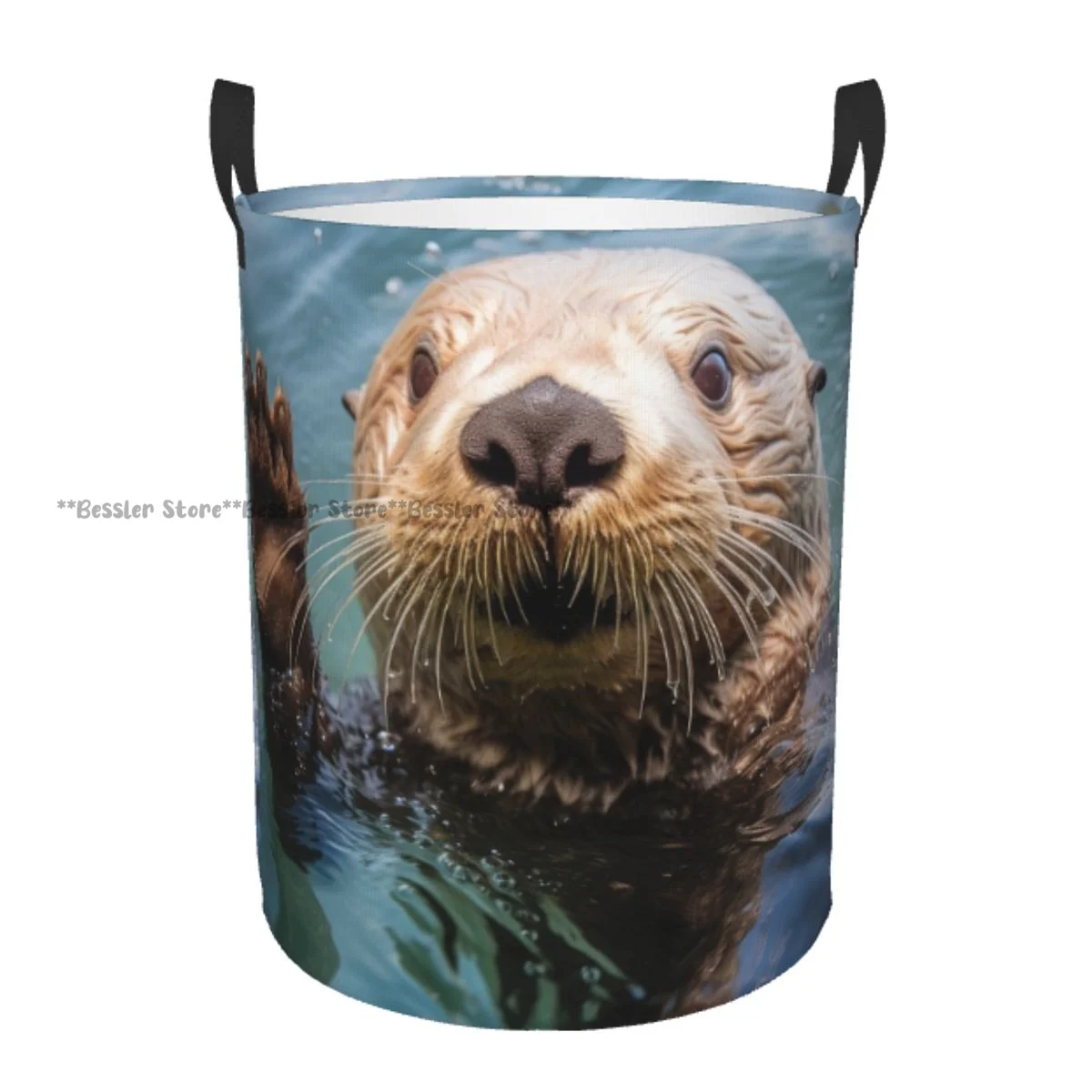 

Sea Otter Swimming In Water Waterproof Storage Bag Household Dirty Laundry Basket Folding Clothes Organizer