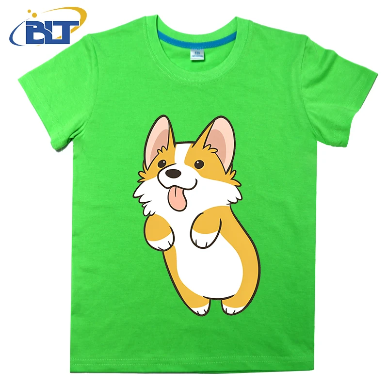 Pembroke Corgi 프린트 어린이 티셔츠, 여름 코튼 반팔 캐주얼 탑, 남아 및 여아에게 적합