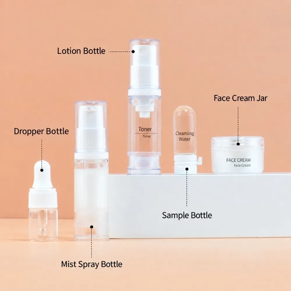 Clear Travel Vacuum Bottle Set Spray Nozzle Empty Container Refillable Containers Leakproof Versatile Lotion Spray Bottle