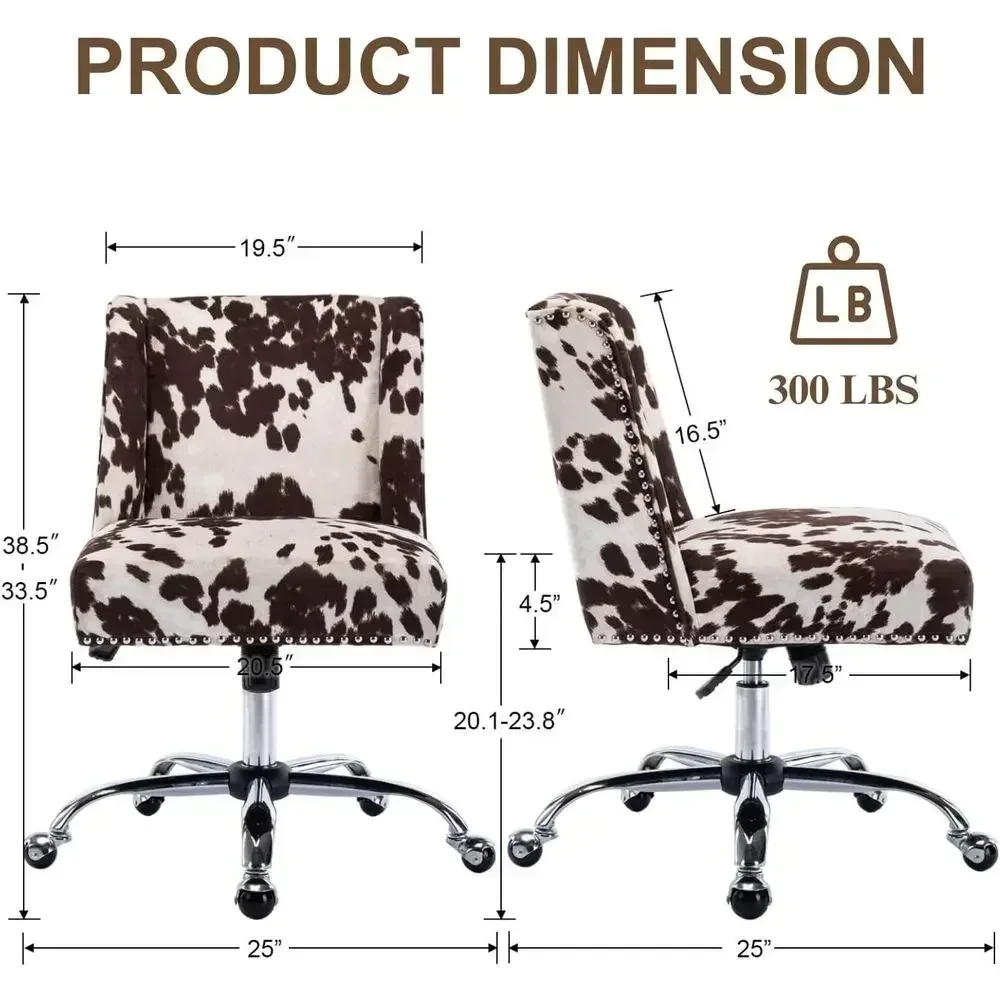 Swivel Upholstered Desk Chair with Wheels for Home Office, Bedroom, Makeup Desk, and Living Room