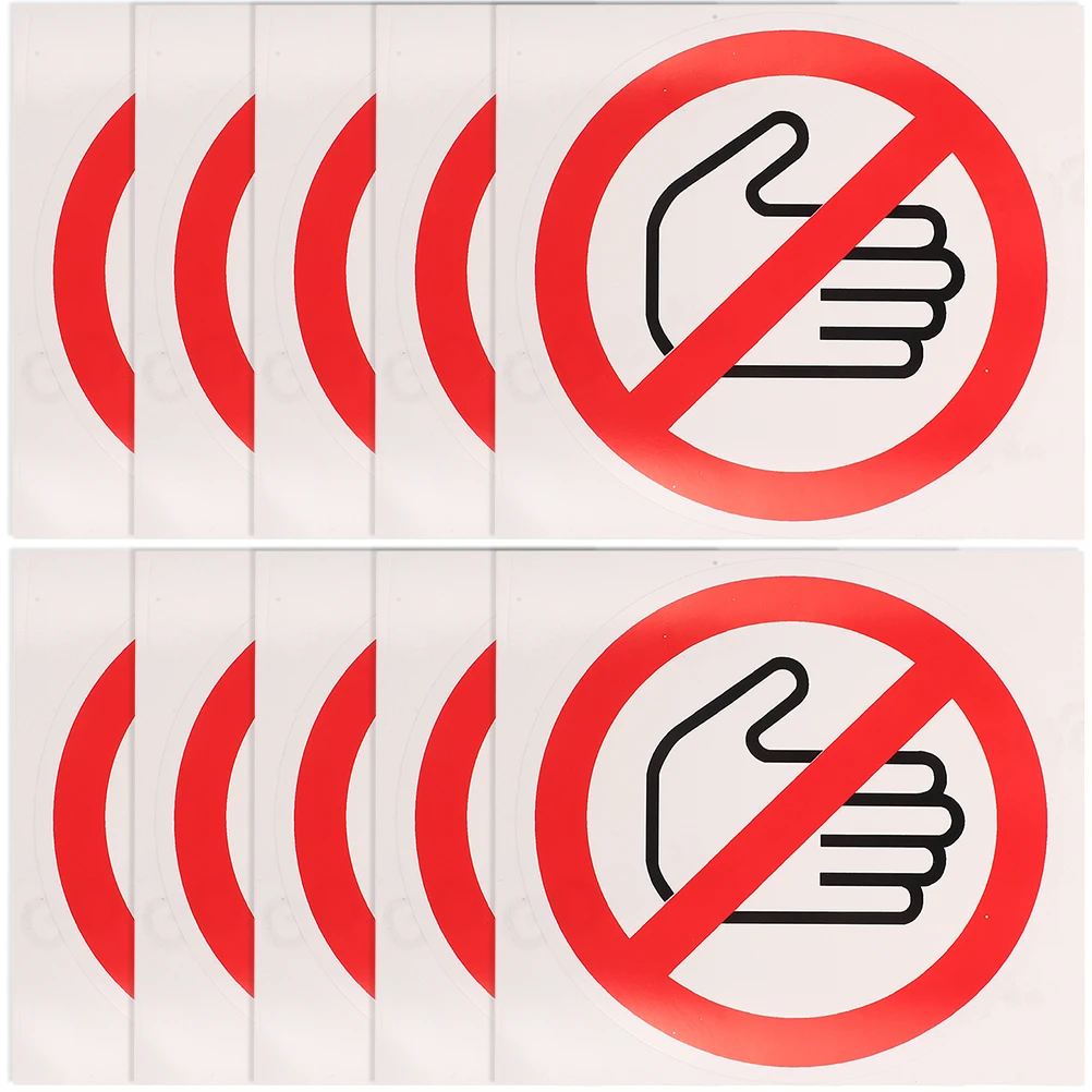 

10pcs Safety Warning Sign Stickers Material No Touch Decals Bright Color Clear Pattern For Cars Steel Glass Metal