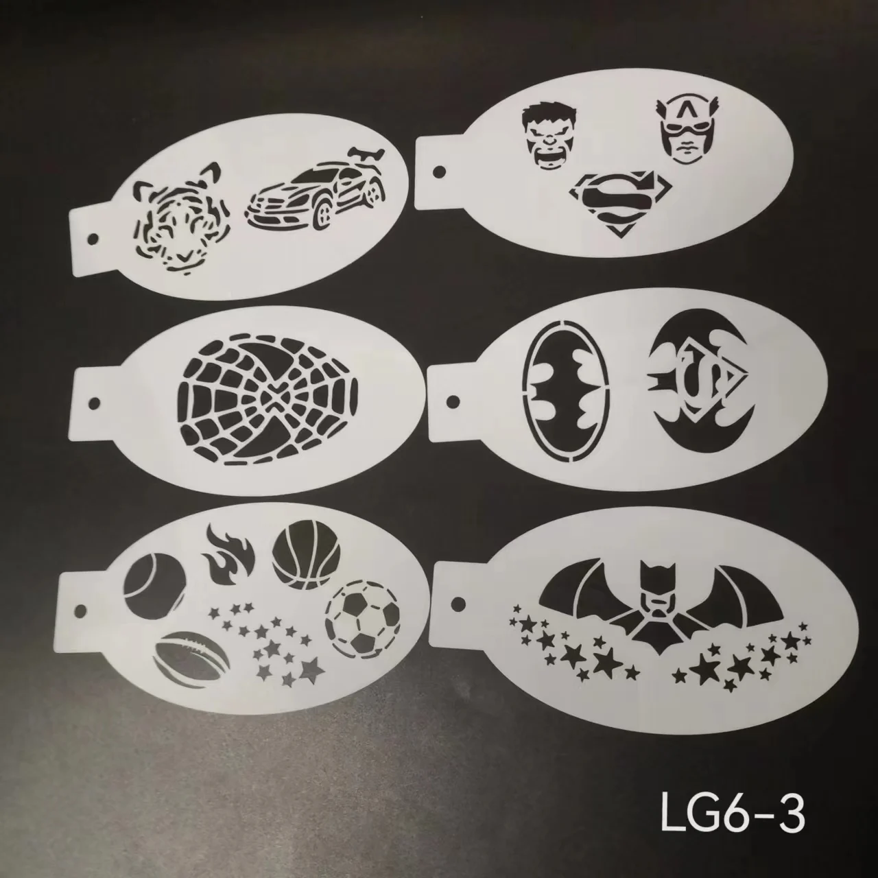 6 Pcs Stencils for Body Painting Face Art Halloween Party DIY Makeup Stamps Temporary Tattoos Reusable Stencils Plastics
