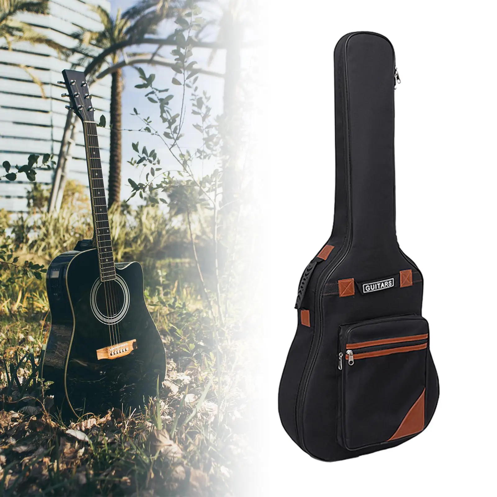 Electric Guitar Gig Bag Backpack 10mm Padding Dual Shoulder Strap Large Front Pocket