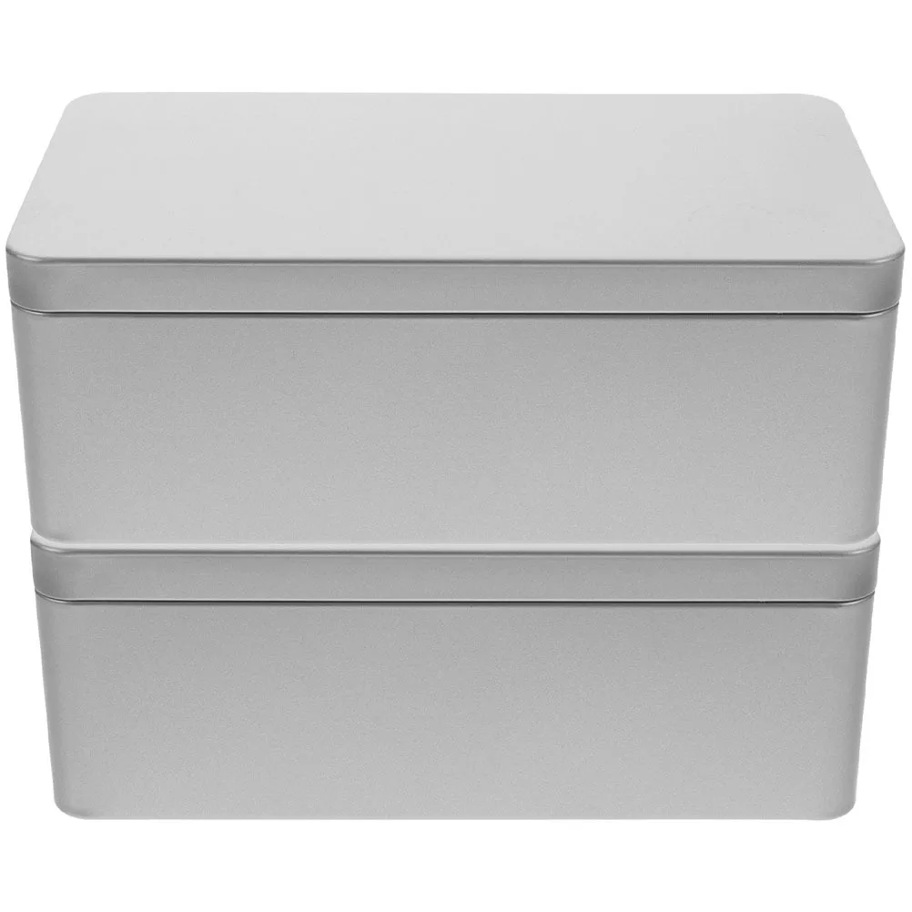 2 Stuks Blikken Dozen Rechthoekige Blik Opslag Containers Met Deksel Voor Thee Bladeren Snoep Koekjes Party Favor Blikken blikken Doos Met Deksel