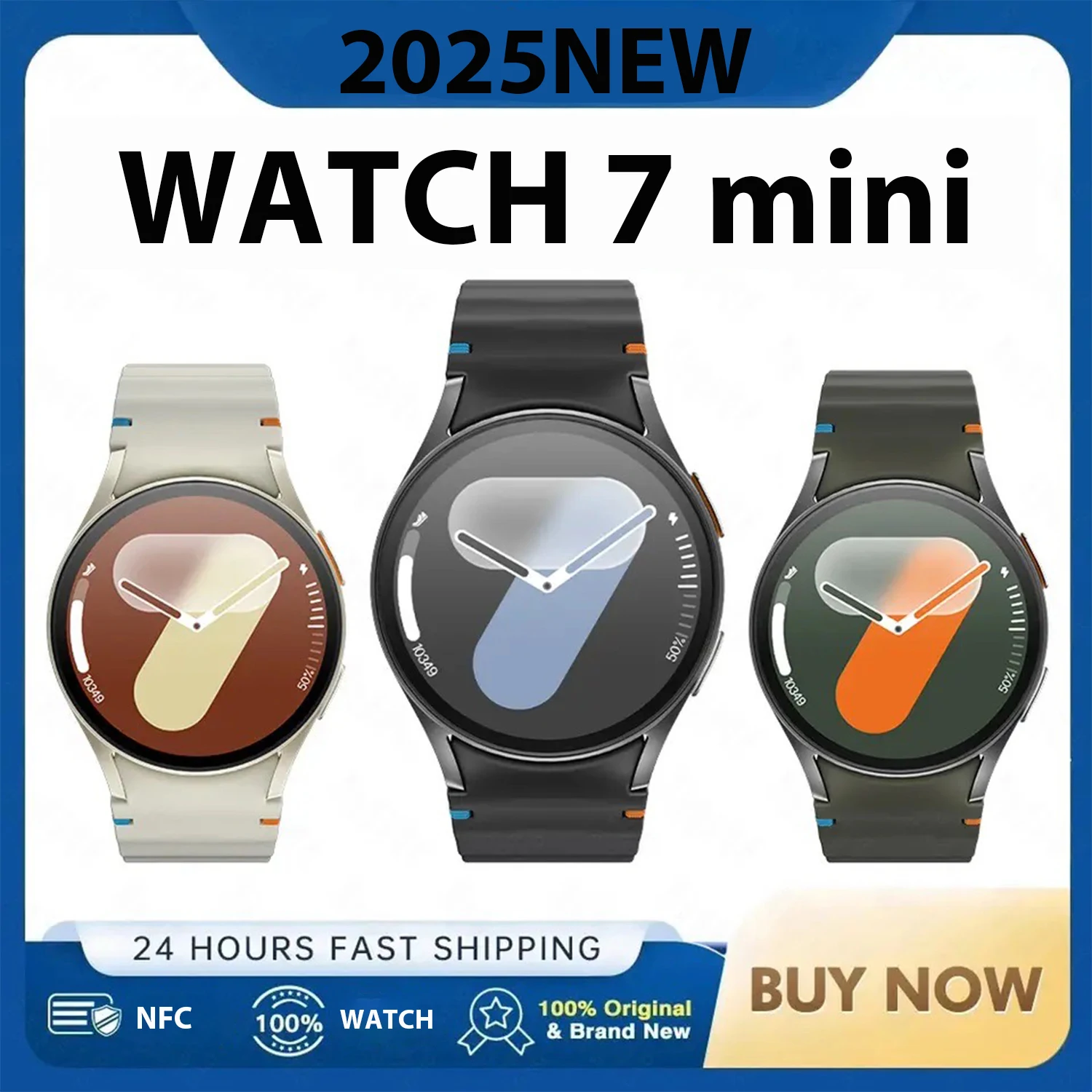 2024 New Galaxy Smart Watch 7 Mini Women Multi-Function Sports AMOLED Screen Fitness Tracker Health Women NFC GPS Smartwatch