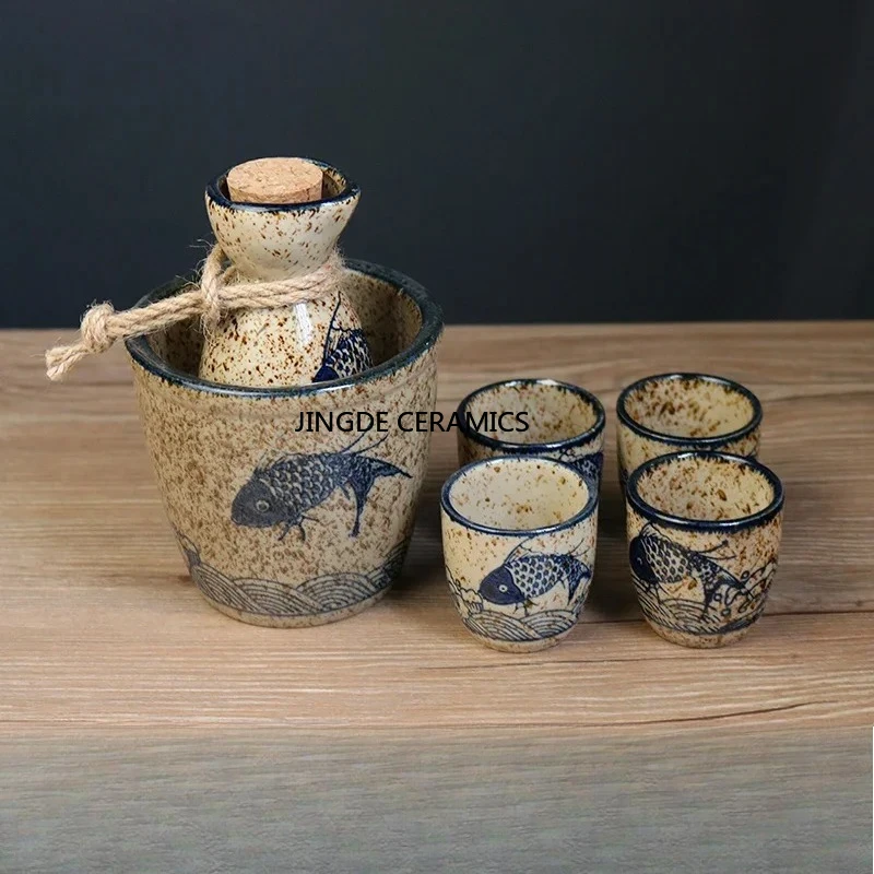 

Японский керамический винный набор из 6 предметов, бытовой дозатор алкоголя, набор чашек для ресторана Sake, принадлежности для домашнего бара, посуда для питья