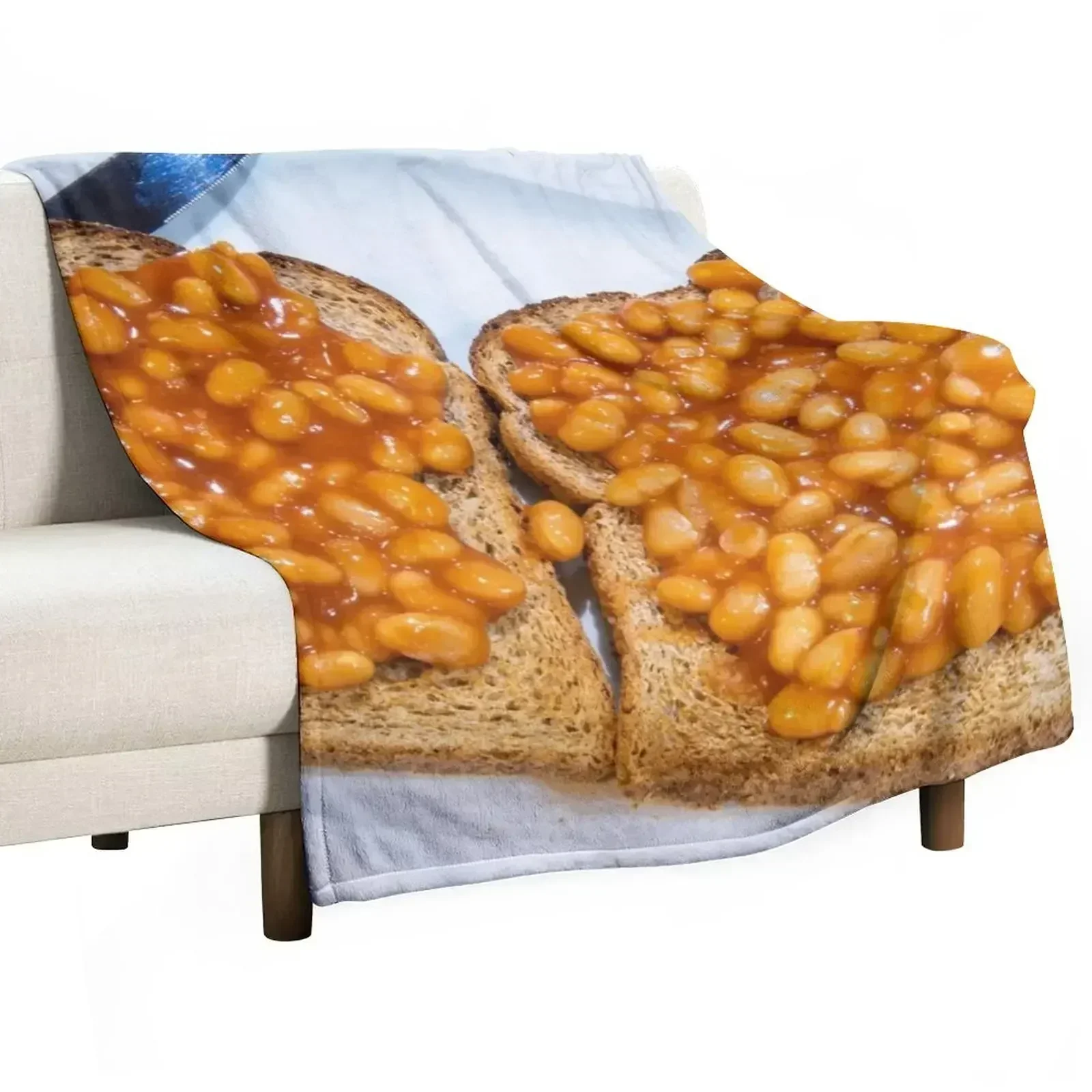 

Baked beans on toast on white plate Throw Blanket Hair Personalized Gift Fashion Sofas Blankets