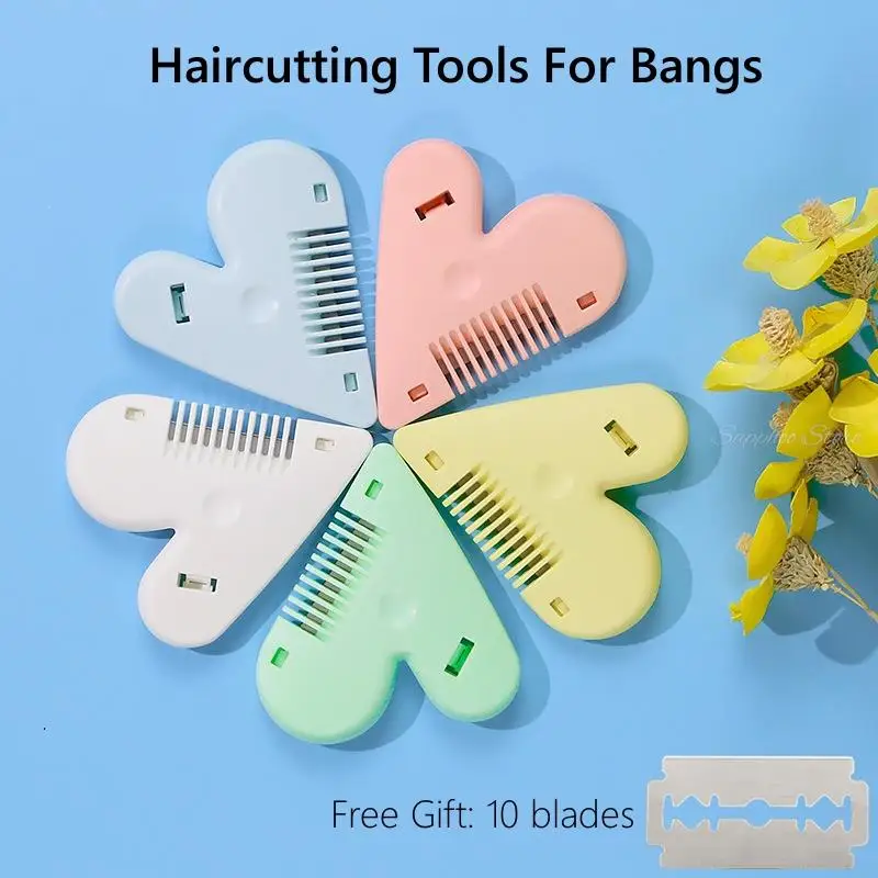 1pc Baby Boys Girls Hair Trimmer With Free 10pcs Blades Peach Heart Double Sided Hair Clipper Fashion Barber Kids Children Comb