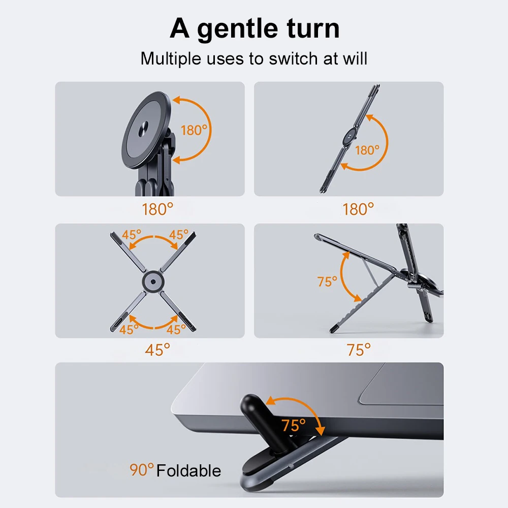 3 IN 1 Portable Foldable Magnetic Phone Holder & Selfie Stick Adjustable Stand Heat Dissipation Holder For Phone Tablet Notebook