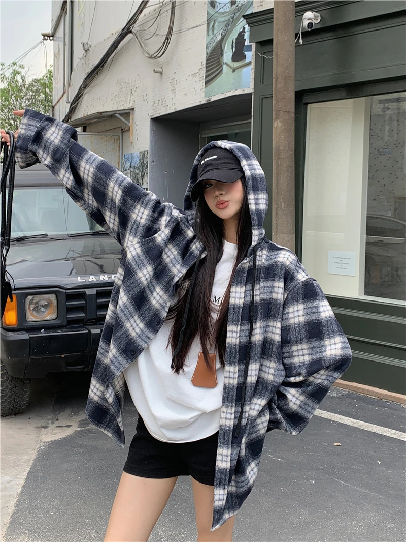 

Loose Casual Plaid irt Spring 2026 New Long Sve Open Cardigan Faionable Versatile Women's Commute Sle Korean Version