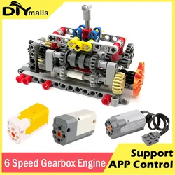 MOC 6 Speed Gearbox Engine Manual Transmission Model APP Control M Motor AA Battery Box 8883 8881 Building Block Power Functions