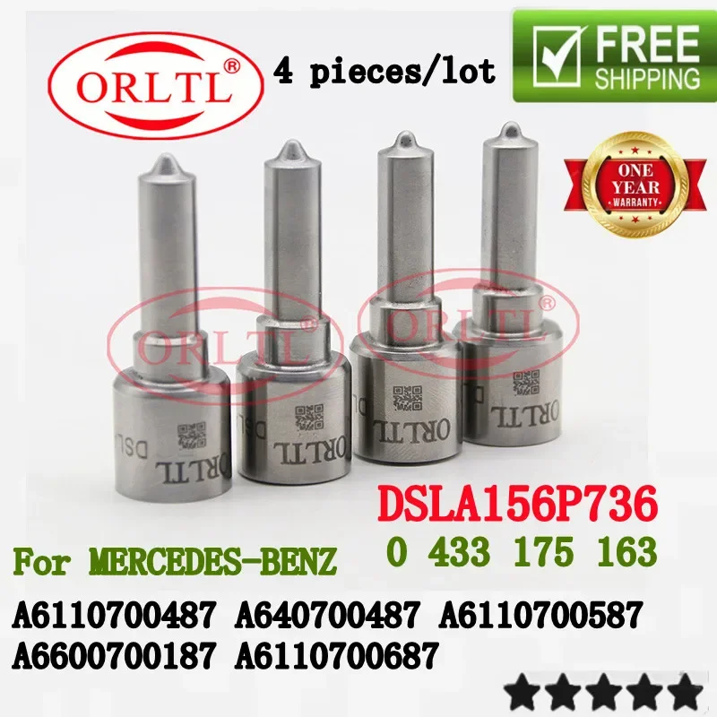 

4PCS DSLA156P736 OEM 0 433 175 163 For Mercedes Benz A6110700487 A640700487 A6110700587 A6600700187 A6110700687 Injector Nozzle