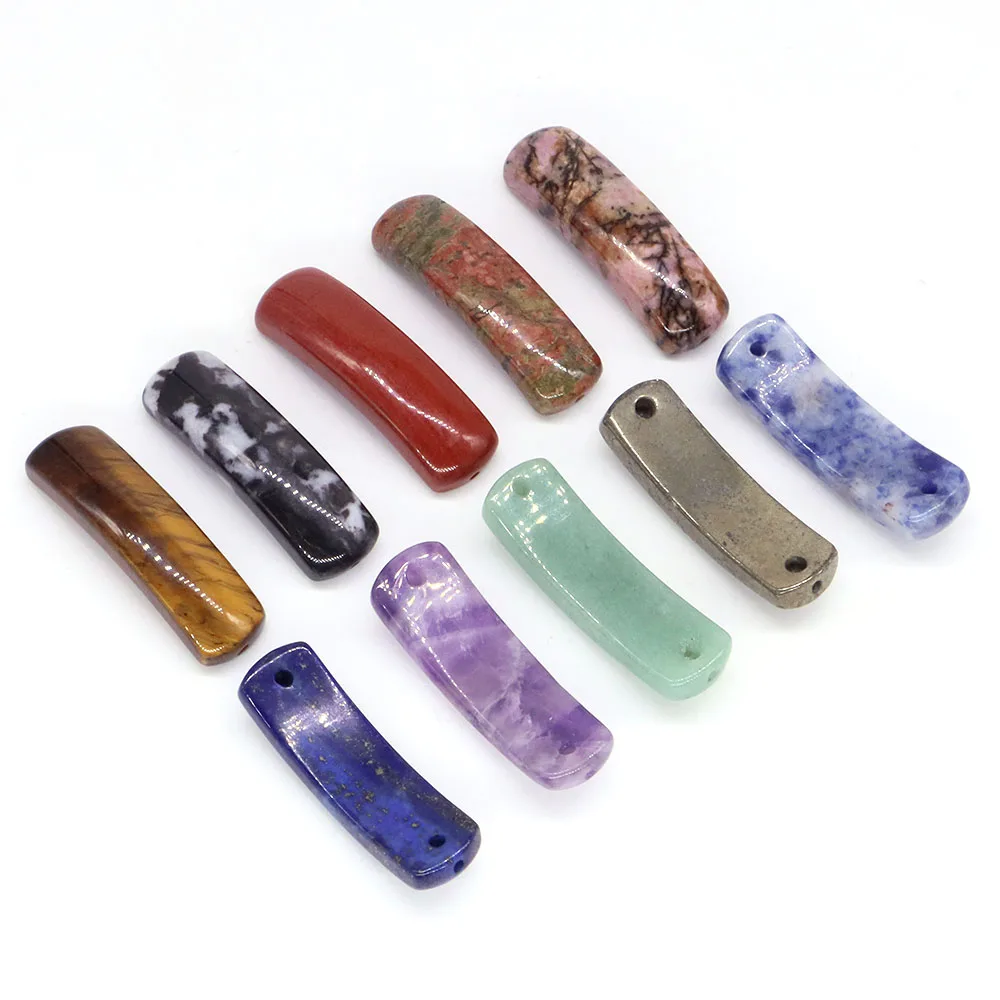 35x10mm Natural Stones Crystal Rectangle Bar Pendant Beads For DIY Bracelet Bangle Connector Beads Jewelry Accessories Wholesale