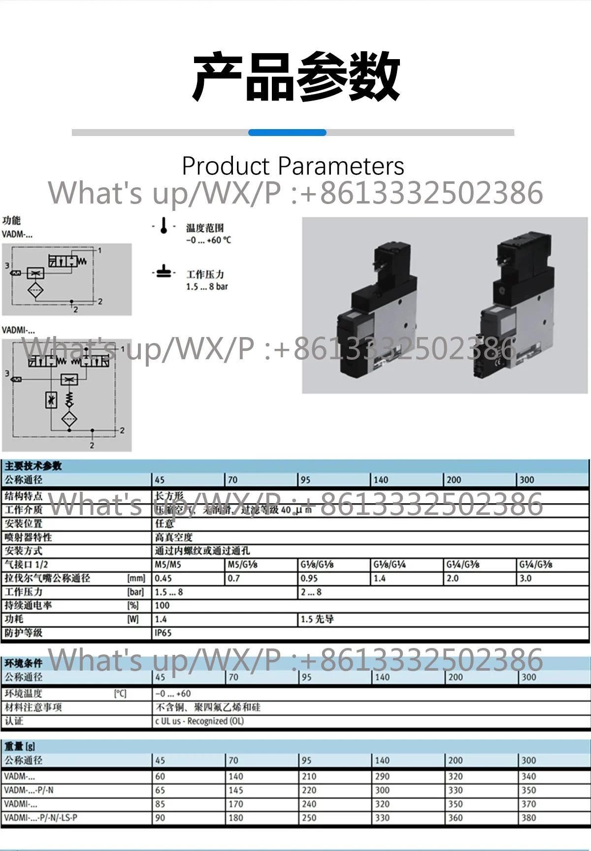 Vacuum Generator VADMI/VADM·45·70·95 - 140 - 200 - 300 P.N.L.S Original genuine, quality assurance