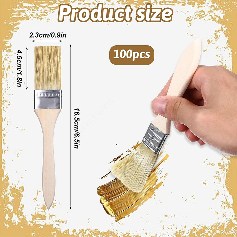 50Pcs 1 Inch Paint Brushes Set Wooden Handle Bristle Brush for Wall Painting Stains Varnishes DIY Art Crafts