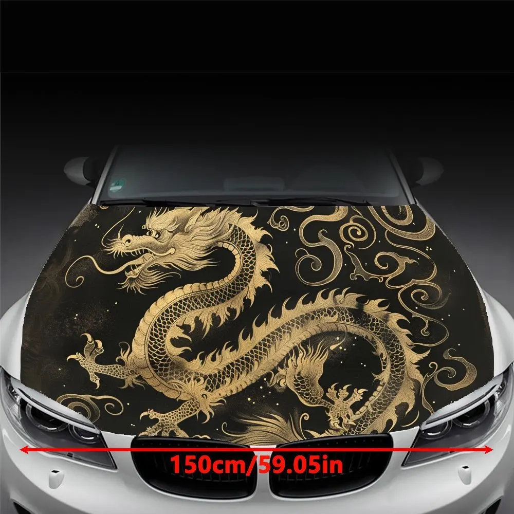 Fierce Golden Dragon Car Hood Sticker Waterproof PVC Body Film, Easy To Tear Off and Durable, Suitable for Delicate Decoration S