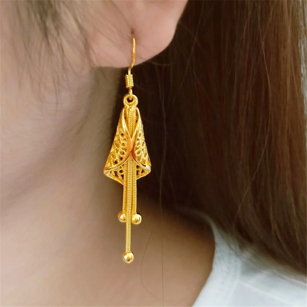 Gold Color Charm Earrings For Women Long Tassel Dangle Earing Brincos Pendientes Mujder Fashion Jewelry Party Gifts Wholesale