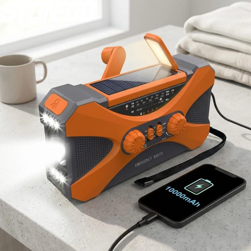 lampe-torche-led-portable-rechargeable-radio-a-manivelle-solaire-10000mah-double-haut-parleur-lumiere-d'urgence-alarme-sos