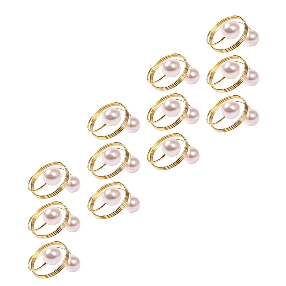 

12 Pcs Pearl Napkin Buckle Wedding Decor Rings for Dainty Alloy Jeweled Holders