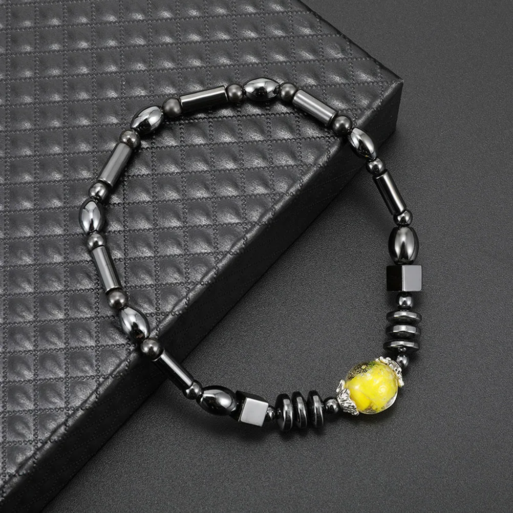 

4Pcs Magnetic Hematite Foot Chains Set Chic Beaded Anklets Lightweight Comfortable Jewelry for Party Gift Ankle Chain