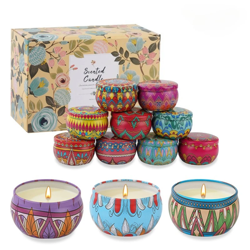 2.5OZ Natural Plant Soy Wax Long Lasting Portable Iron Can Aromatherapy Candles Souvenir Candle Gift Set Soybean Wax