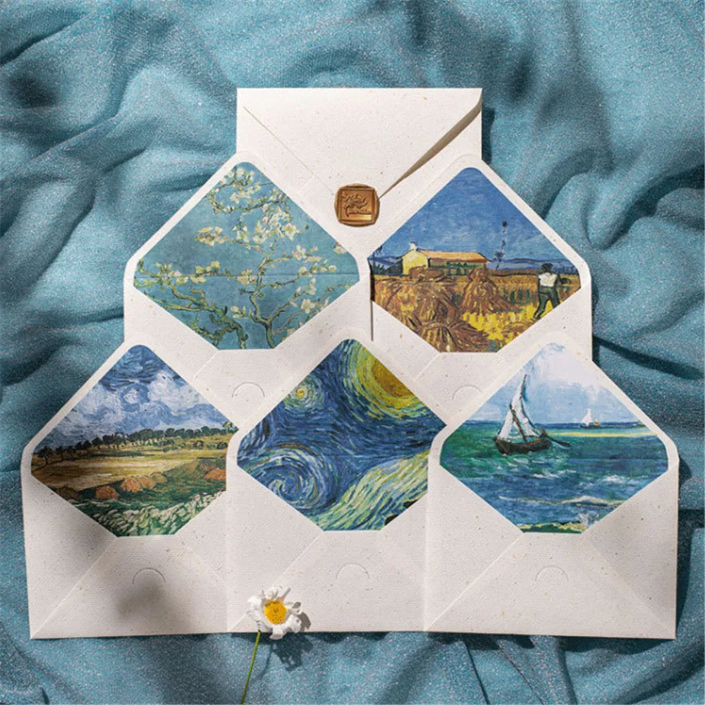 Van Gogh pintura a óleo Envelopes, DIY, multifunções, escrita vegetal, envelope para carta, papel cartões postais, carta de confissão