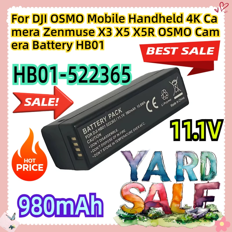 

For DJI OSMO Mobile Handheld 4K Camera Zenmuse X3 X5 X5R OSMO+ 980mAh Camera Battery HB01