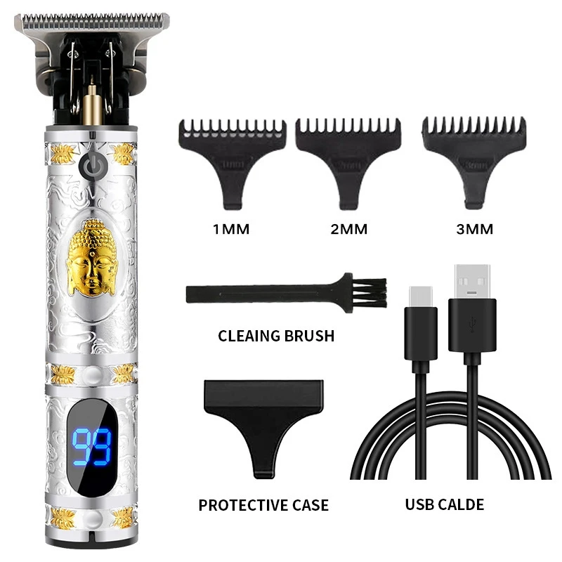 Tondeuse à barbe électrique professionnelle pour hommes, affichage numérique, aste par USB, sans fil, coupe de cheveux