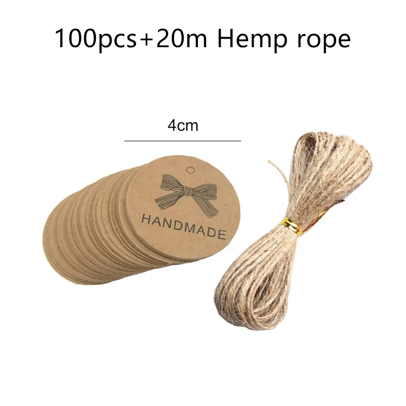 50/100 Stück leere Hängeetiketten aus Kraftpapier mit Löchern aus Hanfseil, verstellbare Seillänge, handgeschriebene Karte, Party-Geschenke, Etiketten TMZ – Detail 16