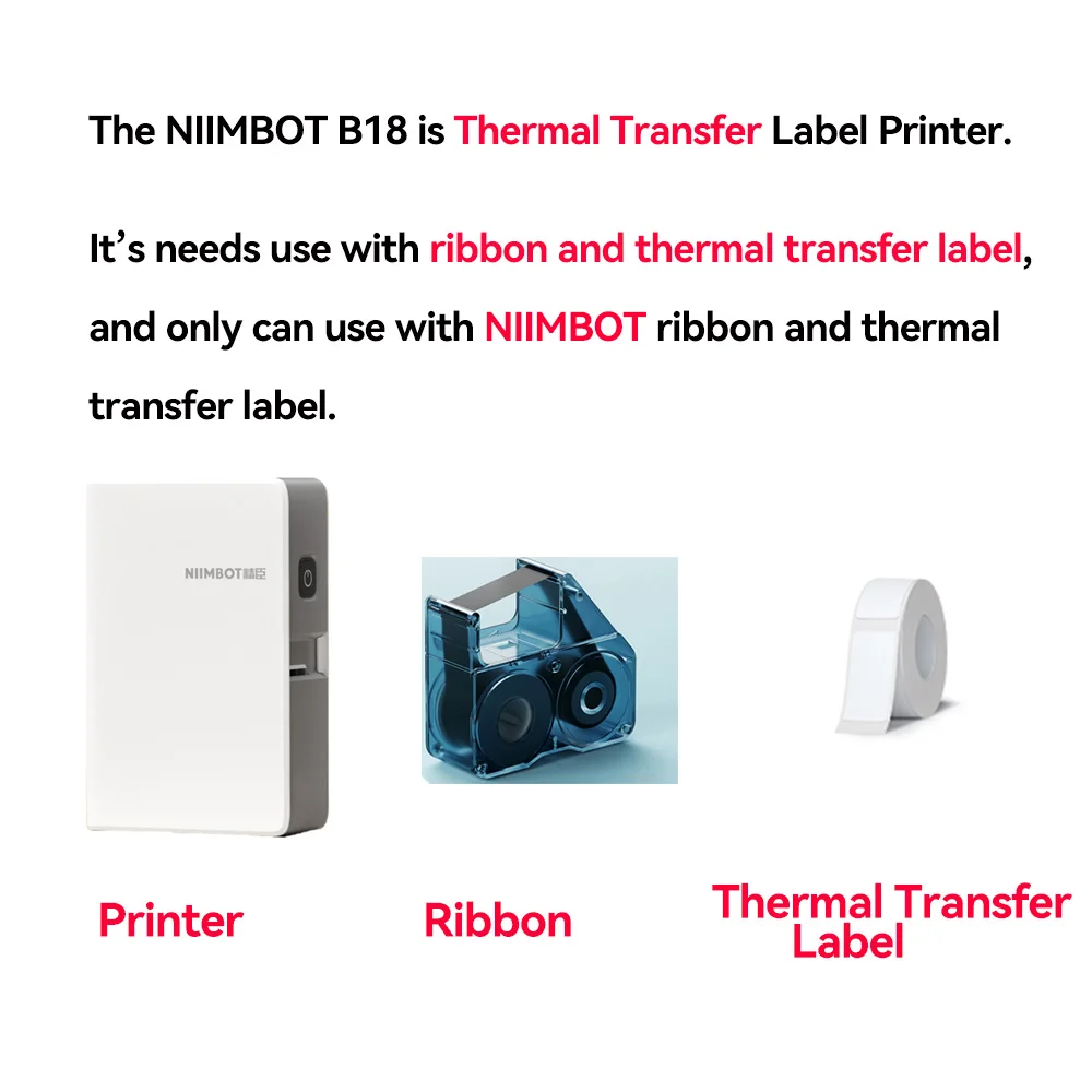 Imagem -05 - Niimbot B18 Transferência Térmica Label Printer Tag de Preço Auto-adesivo Mini Jardim Label Maker sem Fio Labeller Cabo com Fita