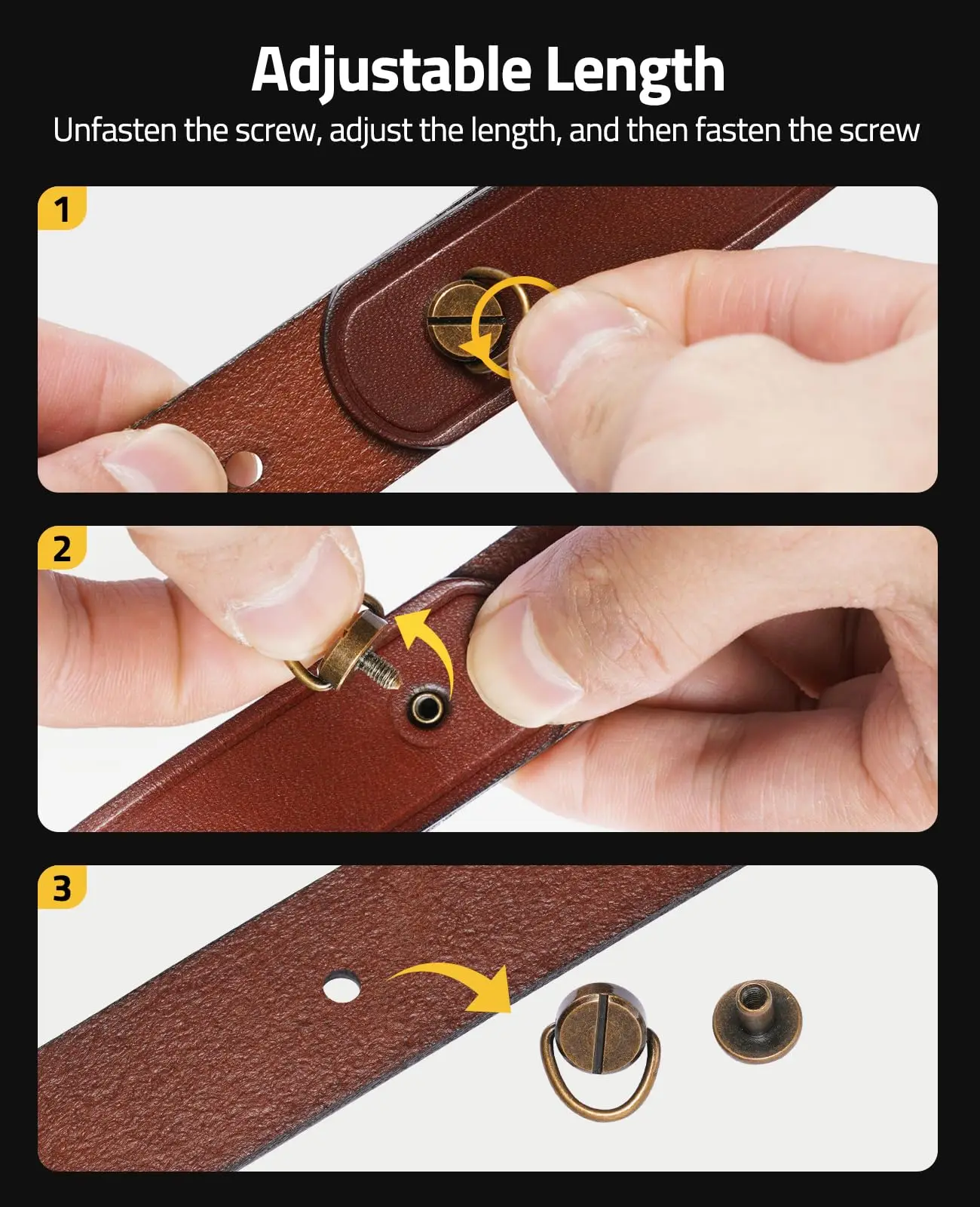 CVLIFE Eslingas de pistola de cuero con eslinga de dos puntos con giratorios extraíbles Correa ajustable para rifle Lenft para deportes al aire libre