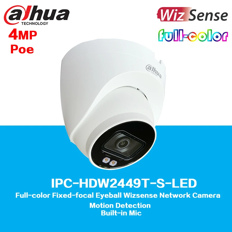 

Dahua IPC-HDW2449T-S-LED 4MP Full-color Fixed-focal Eyeball Wizsense Network Camera, Built-in Mic