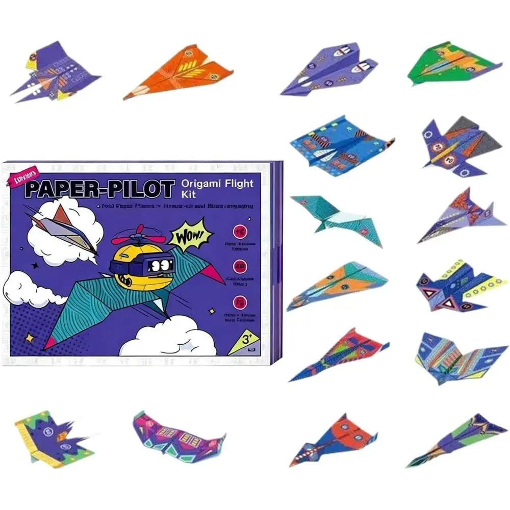 Paper Handmade Airplane Origami Art Learning Montessori Airplane Origami Set Folding 3D Versatile Paper Aircraft