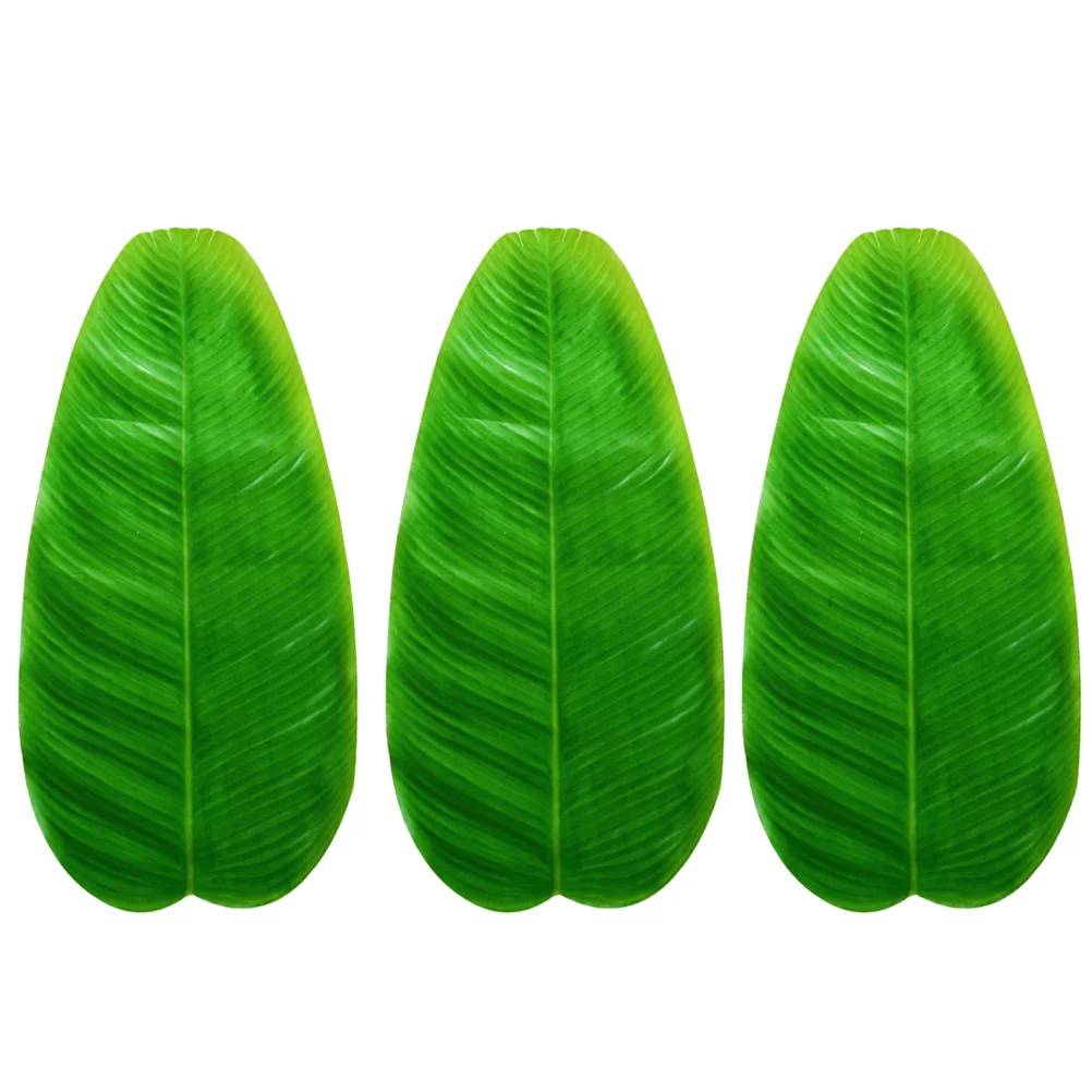 

3pcs Artificial Leaves Placemat Premium Fabric Green Table Decor For Tropical Hawaii Party Jungle Theme Decoration Supplies