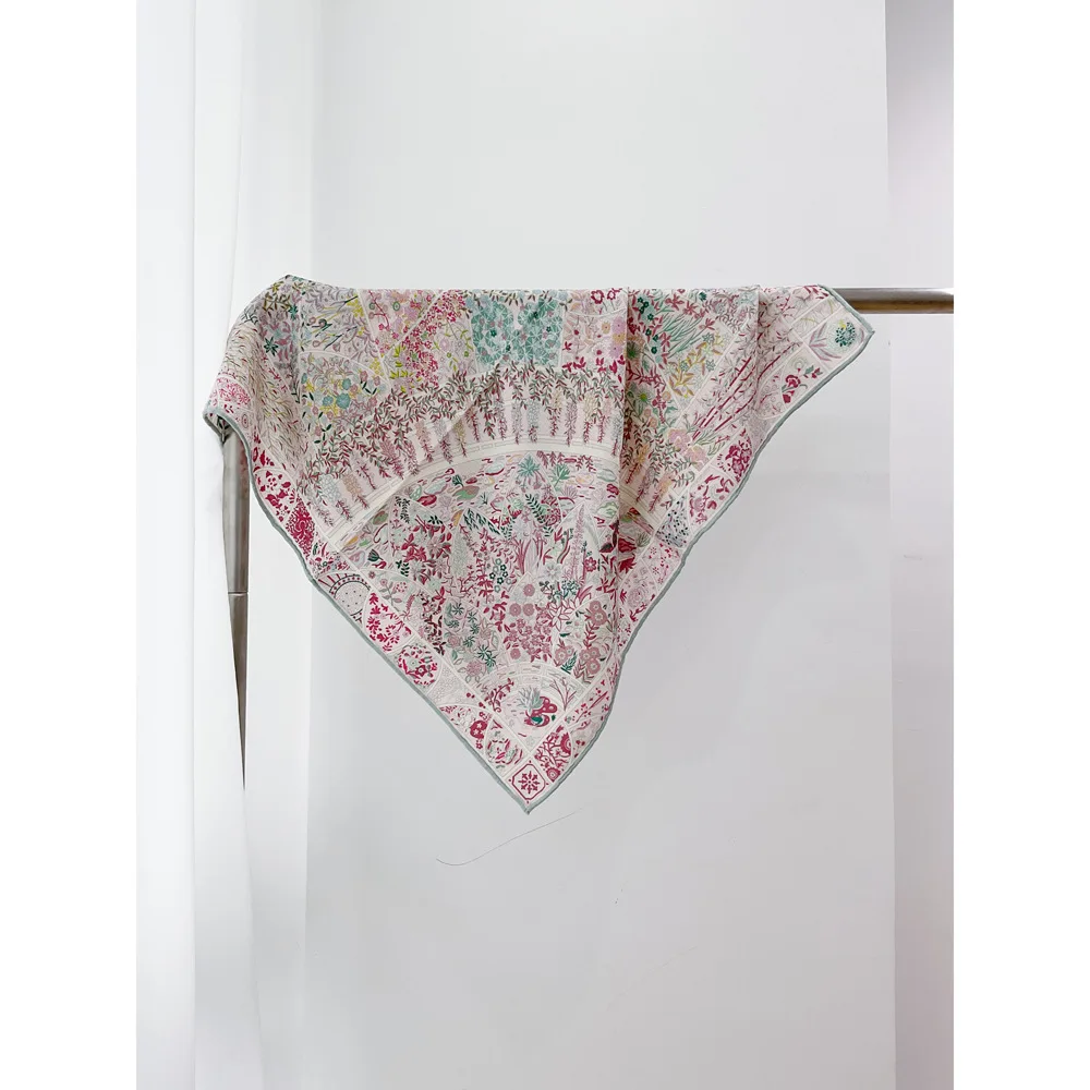 

Two Face Silk Wool Scarf Women Hand Rolled Shawls Winter Square Shawls Neck Clothing Decoration Christmas gift