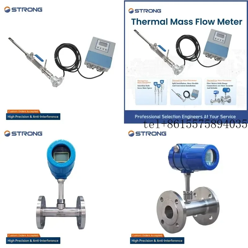 Hot Strong Brand Split-type Stainless Steel Thermal Mass Flow Meter for Air +/-1% Accuracy LCD