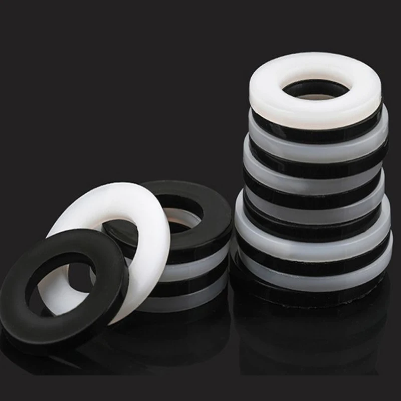 50/100 x M2 M2.5 M3 M4 M5 M6 M8 M10 M12 White Black Plastic Nylon Flat Washer Plane Spacer Insulation Gasket Ring For Screw Bolt