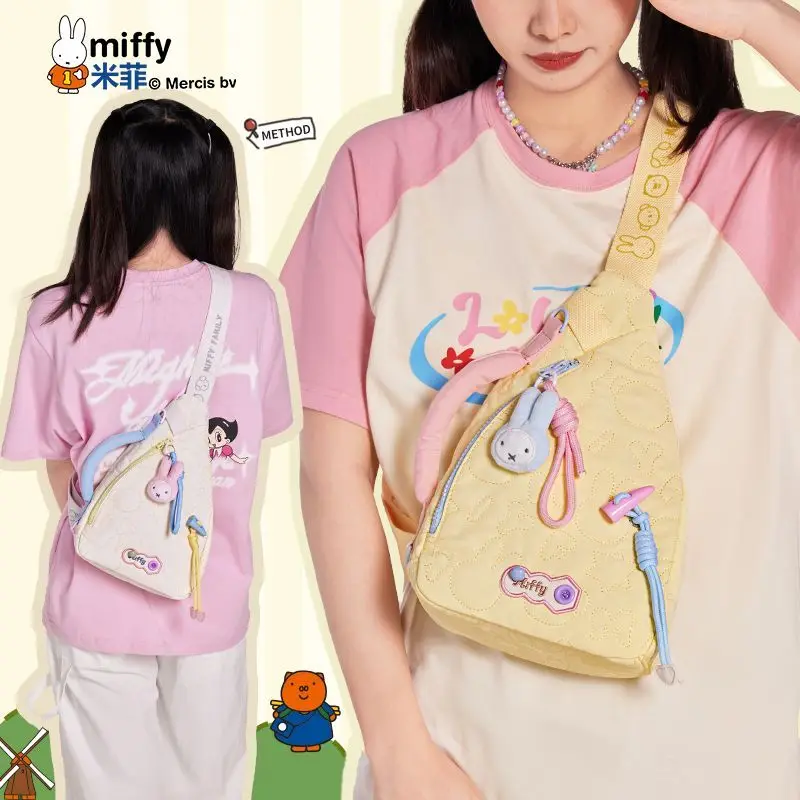 

Поясная сумка Miffy для девочек, повседневная кавайная универсальная сумка через плечо, студенческая уличная сумка через плечо с героями мультфильмов, большая вместительная сумка через плечо, сумка