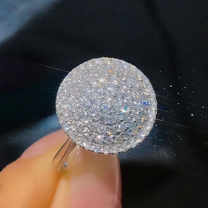 Wykwintne kobiece pierścionki 925 Sterling Silver Olśniewający dysk AAA Pierścionki z cyrkoniami dla kobiet Biżuteria na prezent rocznicowy Anillos Mujer