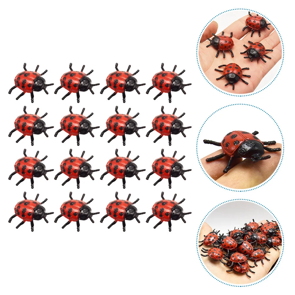 PVC Ladybug Miniatures Tricky Props, brinquedos de simulação, modelo pequeno, modelos artificiais, brincadeira de plástico, Halloween, 22 peças