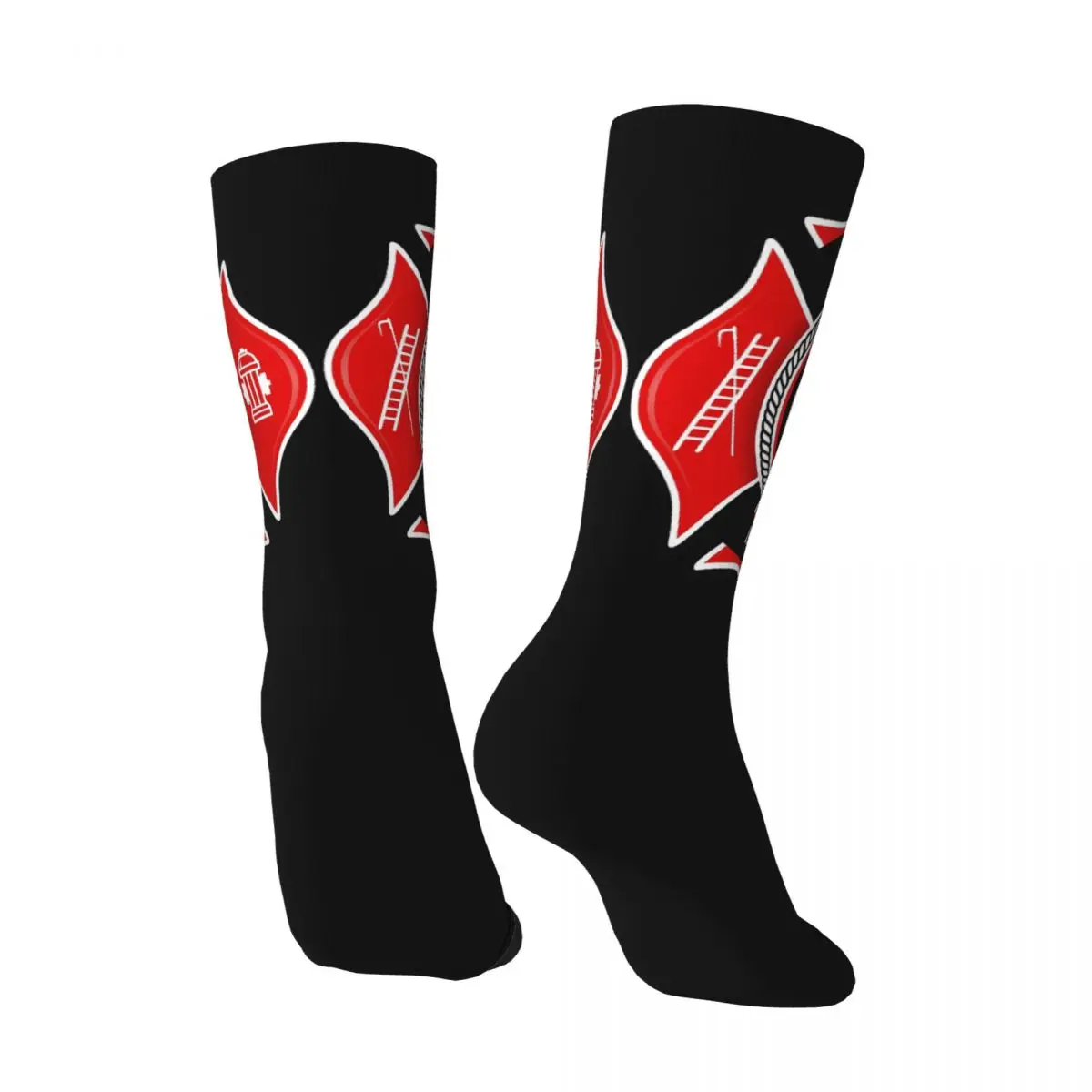 Rote Feuerwehr Abzeichen Unisex Socken, Feuerwehr mann Hip Hop 3D-Druck glückliche Socken Street Style verrückte Socke