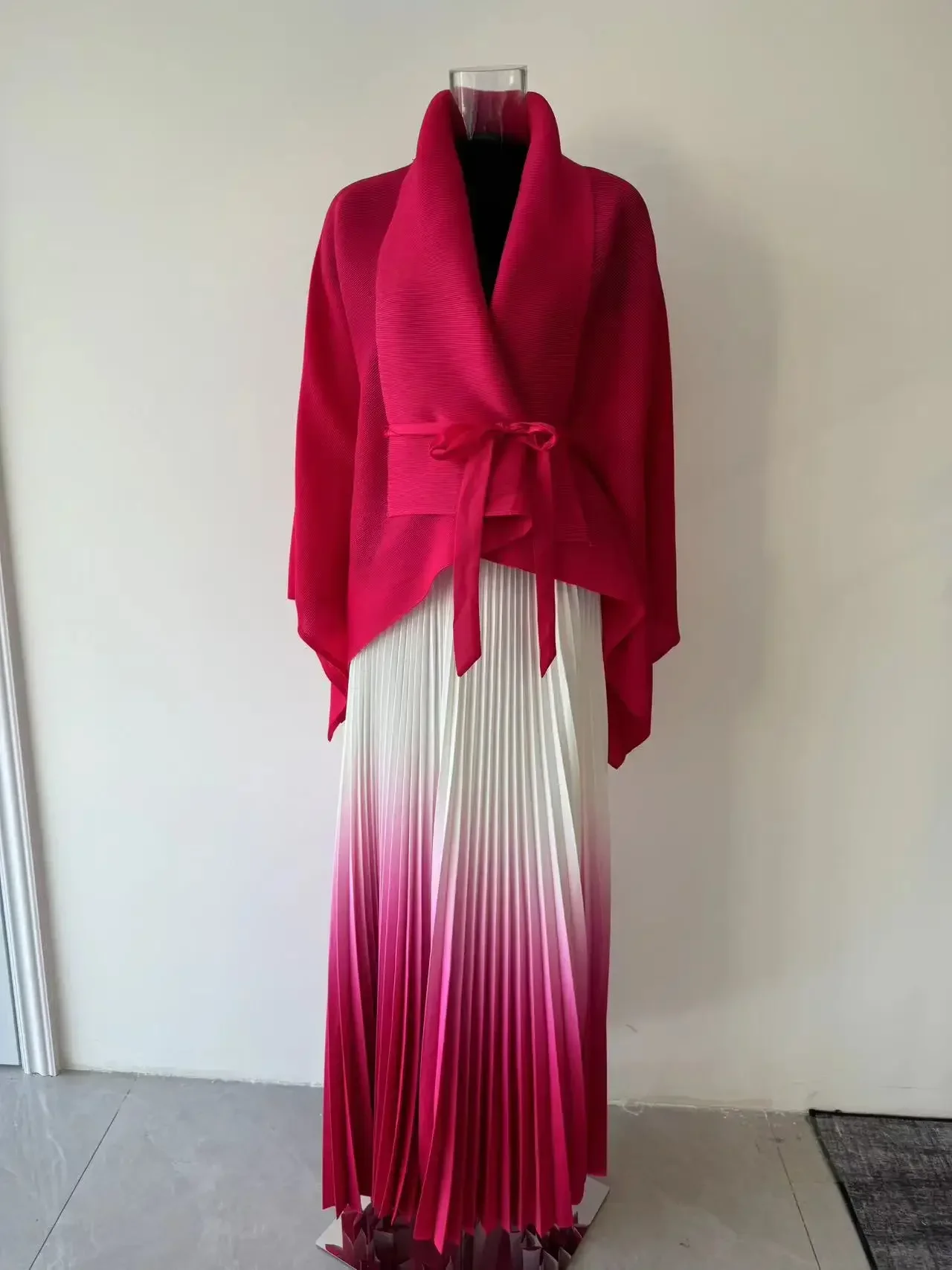 Ata Yake-Ensemble plissé 2 pièces pour femme, haut à lacets, jupe taille haute, jupe trapèze pliée, vêtements pour banquet de mariage, nouveau, 2024